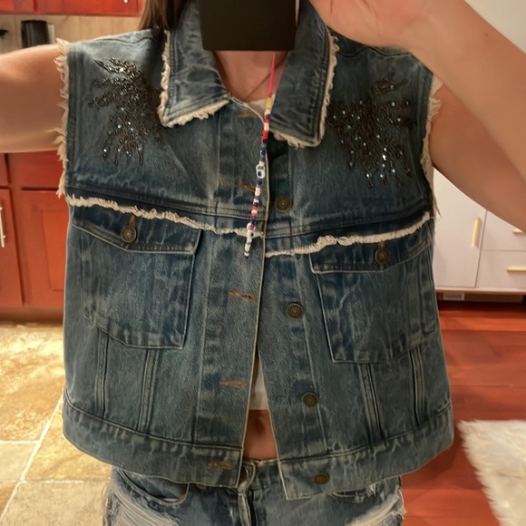 The kooples oversized sleeveless denim jacket - Picture 4 of 5